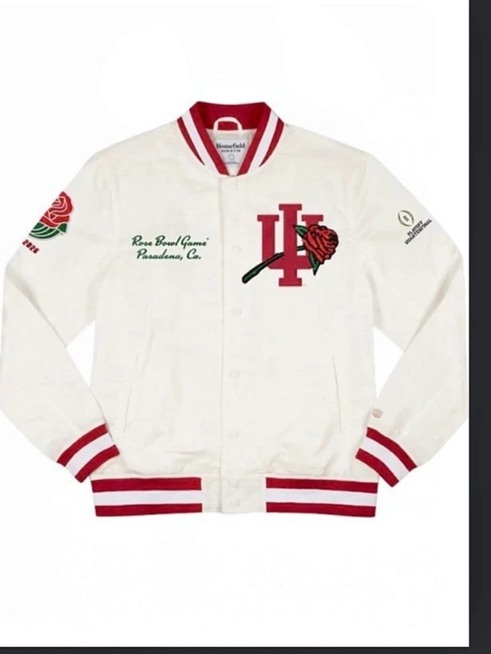 Homefield Indiana Hoosiers 2026 Rose Bowl Varsity Jacket White Red Size S NWT